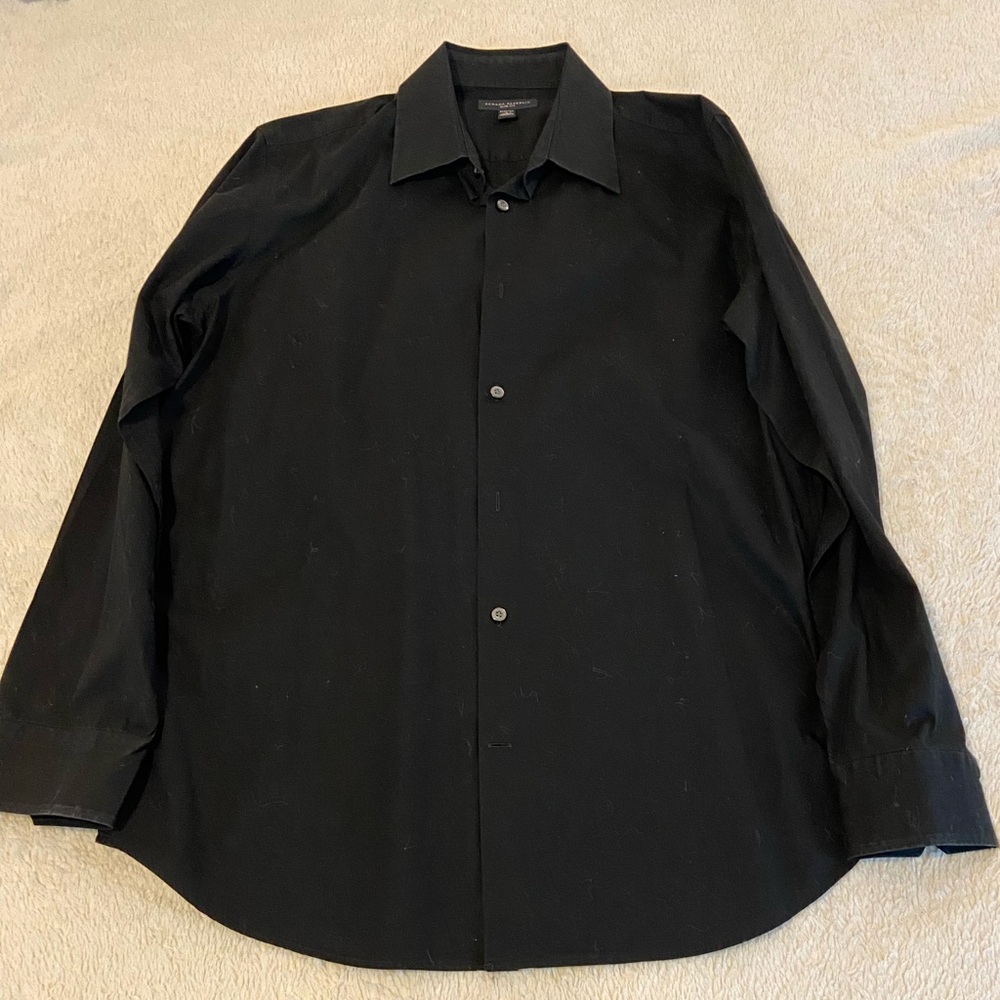 Banana Republic Slim Fit Black Button-Down Dress Shirt - Size Large